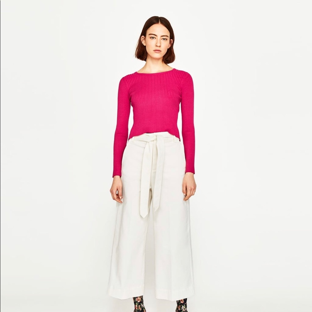 Fuchsia color ZARA top. Small. Open back